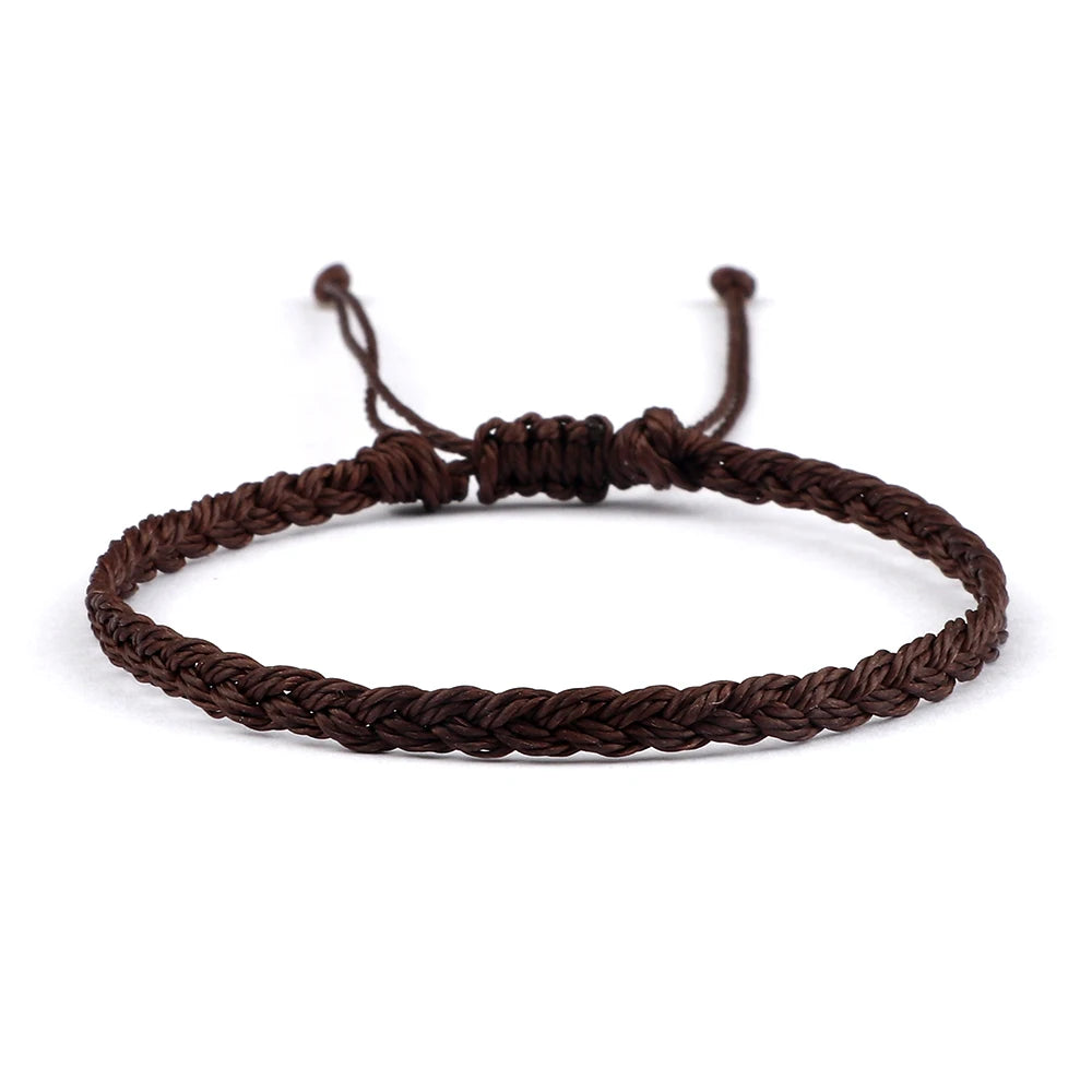 Classic Handmade Braided Bracelets for Women Men Pure Color Waxed Thread Braid Wristband Charm Bracelet Adjustable Jewelry Gifts