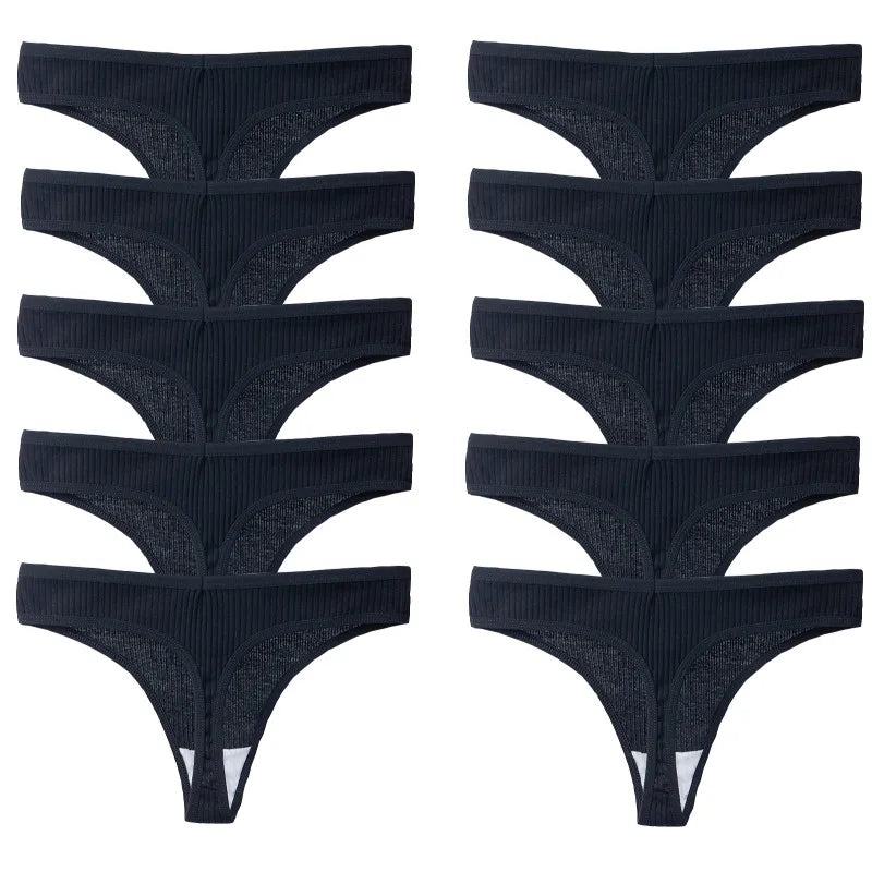 TrowBridge 10PCS/Set Women's Panties Cotton Striped Underwear Sexy Sports Thongs Lingerie Soft Comfortable G-Strings Hot T-Backs