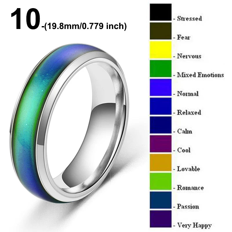 1pc Stainless Steel Mood Ring Changing Color Rings Emotion Feeling Temperature Ring For Women Men Couples Rings Fashion Jewelry