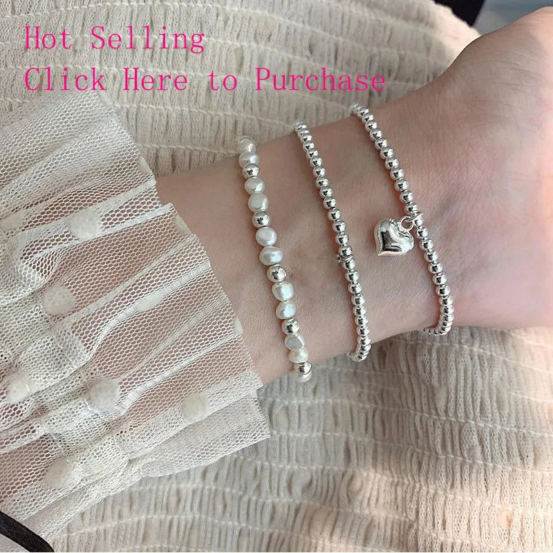 VENTFILLE 925 Sterling Silver Double Layer Pearl Bracelet for Women Girl Design Bead Korean Jewelry Dropshipping