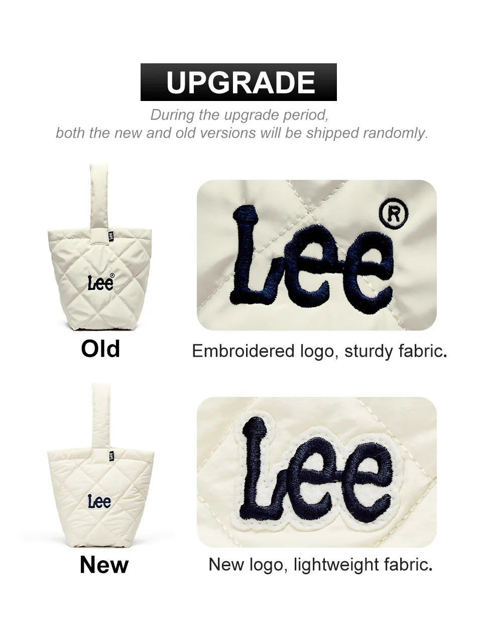 LEE Ladies Cute Design Puffer Bag Casual Soft Small Pink White Quilted Handbag Women Korean Style Down-filled Phone Bucket Bag