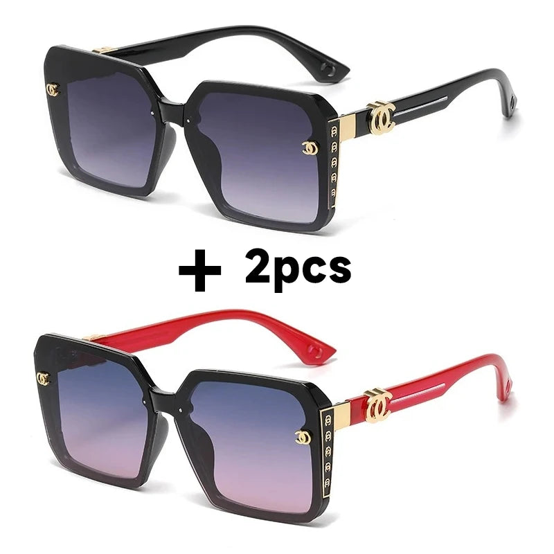 Fashion Oversized Square Vintage Sunglasses - Brand Designer UV400