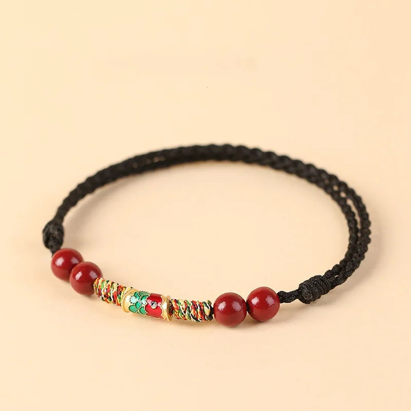 Lucky Red Thread Bracelet Men Women Tibetan Buddhist Lotus Infinity Cinnabar Beads Handmade Braided Rope Bracelets Party Jewelry