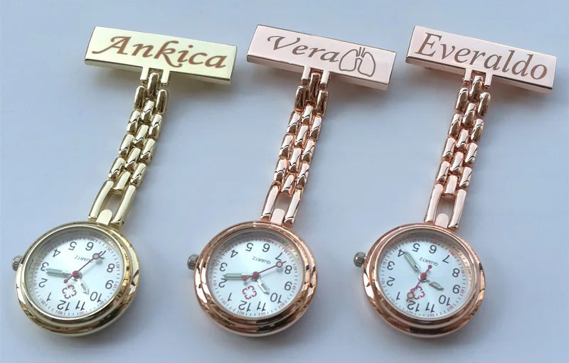 FREE Personalized Your Name Logo Doctor Clock Stethoscope Customize Engrave Medical Hospital Healthcare Pocket FOB Nurse Watch