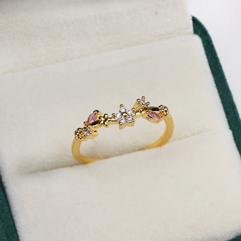 Fashion Moon Heart Flower Butterfly Rings For Women Sweet Girls Exquisite Shiny Rhinestone Crystal Open Ring 2025 Romantic Jewel