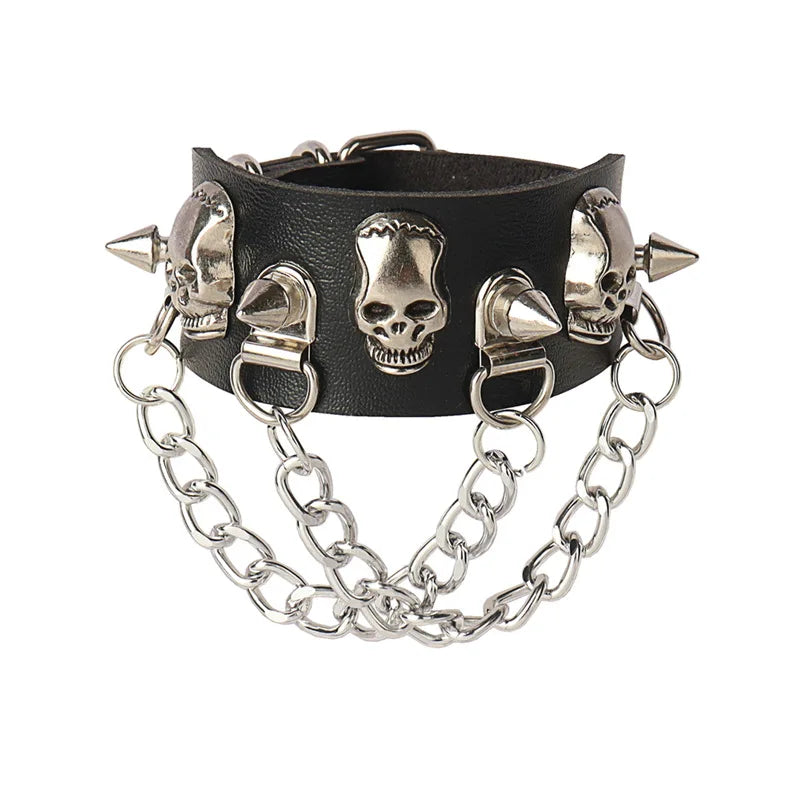 Punk Bracelets PU Leather Studded Bracelet Adjustable Goth Cuff Bracelet Gothic Rivet Buckle Wristband for Men Women Emo Jewelry