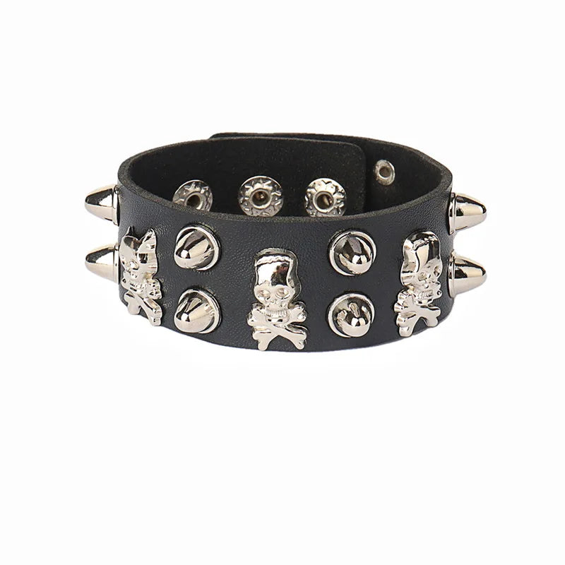 Punk Bracelets PU Leather Studded Bracelet Adjustable Goth Cuff Bracelet Gothic Rivet Buckle Wristband for Men Women Emo Jewelry