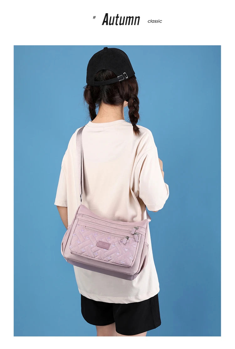 High capacity Shoulder Crossbody Bag for Women Purse Waterproof Nylon Handbag Suitable for mothers, shopping, vacation use