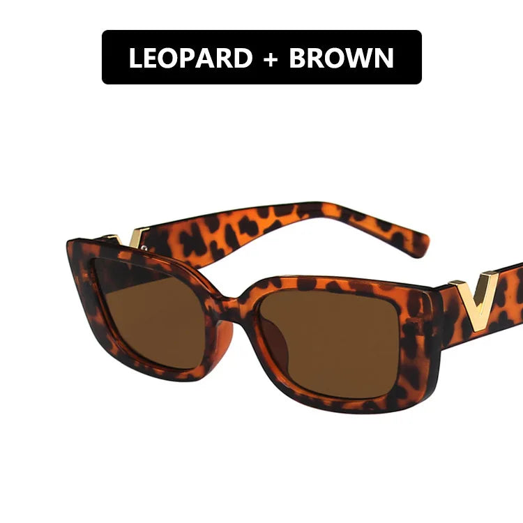 Retro Rectangle Small Frame Sunglasses - Vintage Designer Black Women