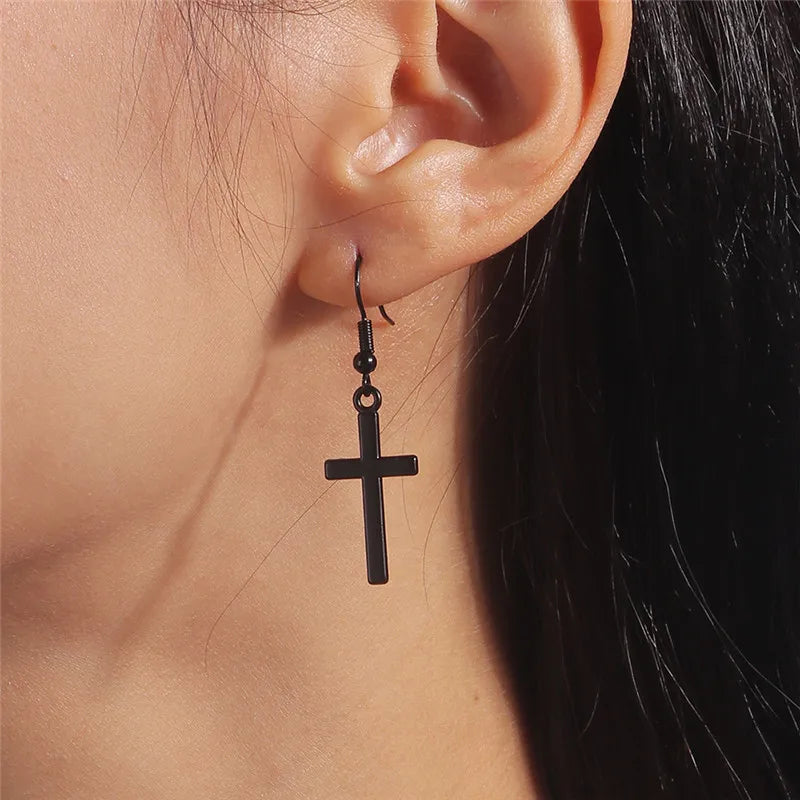 Aihua Gothic Vintage Sword Earrings For Women Man Fashion Punk Rock Party Jewelry Accessories Gift Fantasy Cross Dagger Earrings