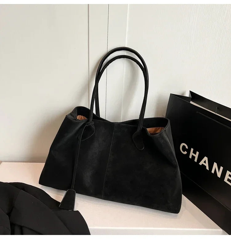 Faux Suede Solid Color High Quality Fashionable Versatile Handbag 2025 Women's Product Hot Selling  Large Capacity Shoulder Bag