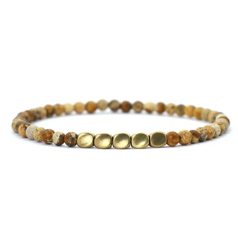 New Men 4mm Bracelet Irregular Copper Beads Strand Braclet Minimalist Black Onyx Stone Braslet Pulsera Hombre Gift For Him Joias