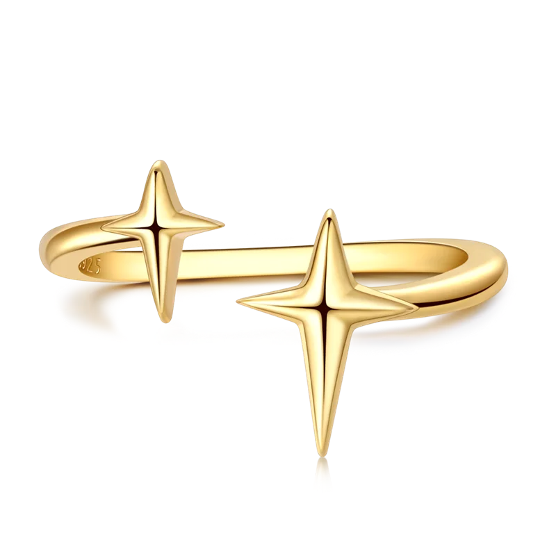 925 Sterling Silver Love Ring - Gold Sparkling Wedding Engagement