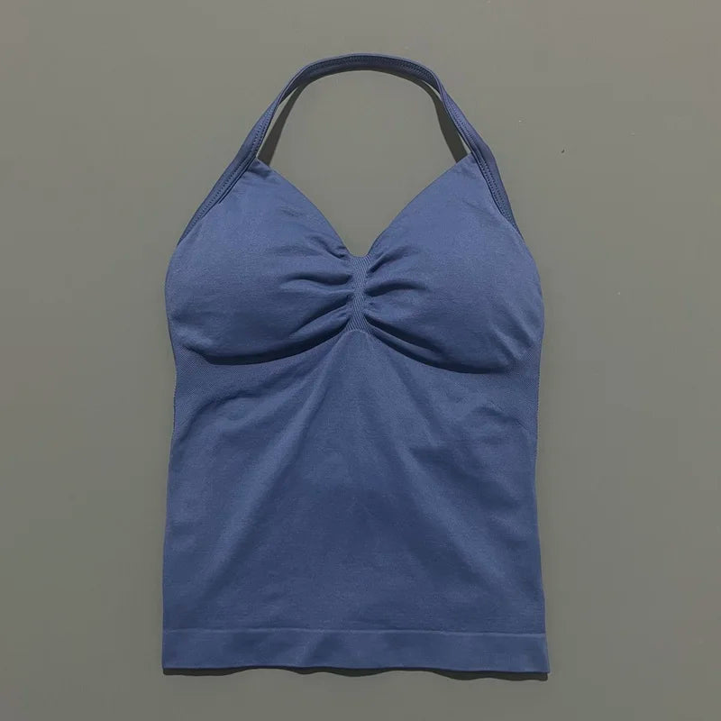 HISTELLO Impact Sports Bra - Longline Strappy Yoga Tank Top