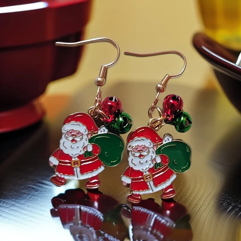Fashionable Christmas Theme Earrings for Women - Happy Christmas Pendant Tree of Christmas Deer Father Design Mixed Style Jewelr