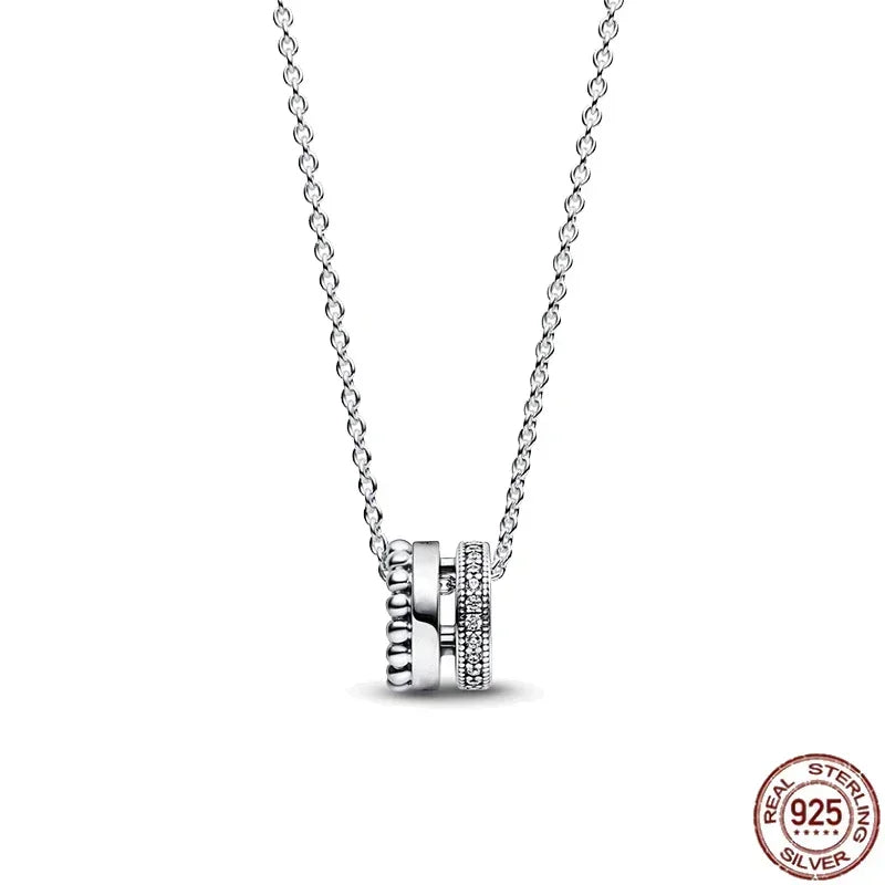 Christmas Birthday Surprise Gifts 925 Sterling Silver Exquisite Shiny Round Heart-shaped Necklace Classic Charm Women's Jewelry