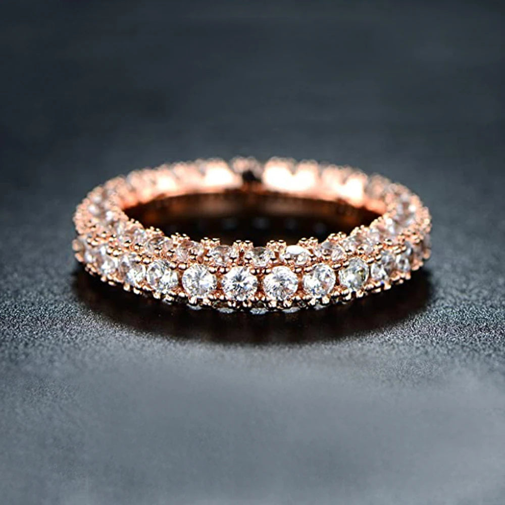 Huitan Luxury Promise Wedding Ring - Micro Paved Cubic Zirconia Women