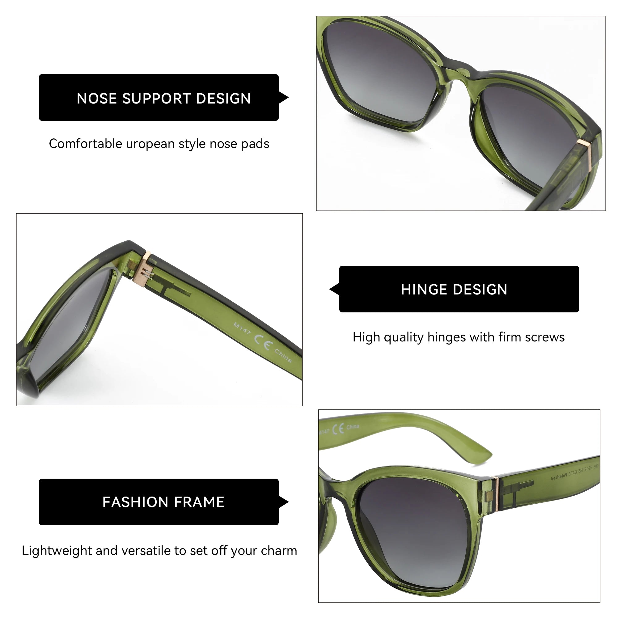 ZENOTTIC Thick Butterfly Polarized Sunglasses - Chunky Cat Eye UV400