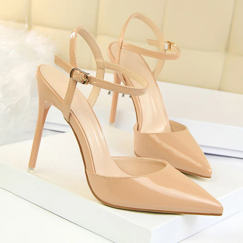 Buckle Strap High Heels - Pointed Toe Wedding Party Pumps Women
