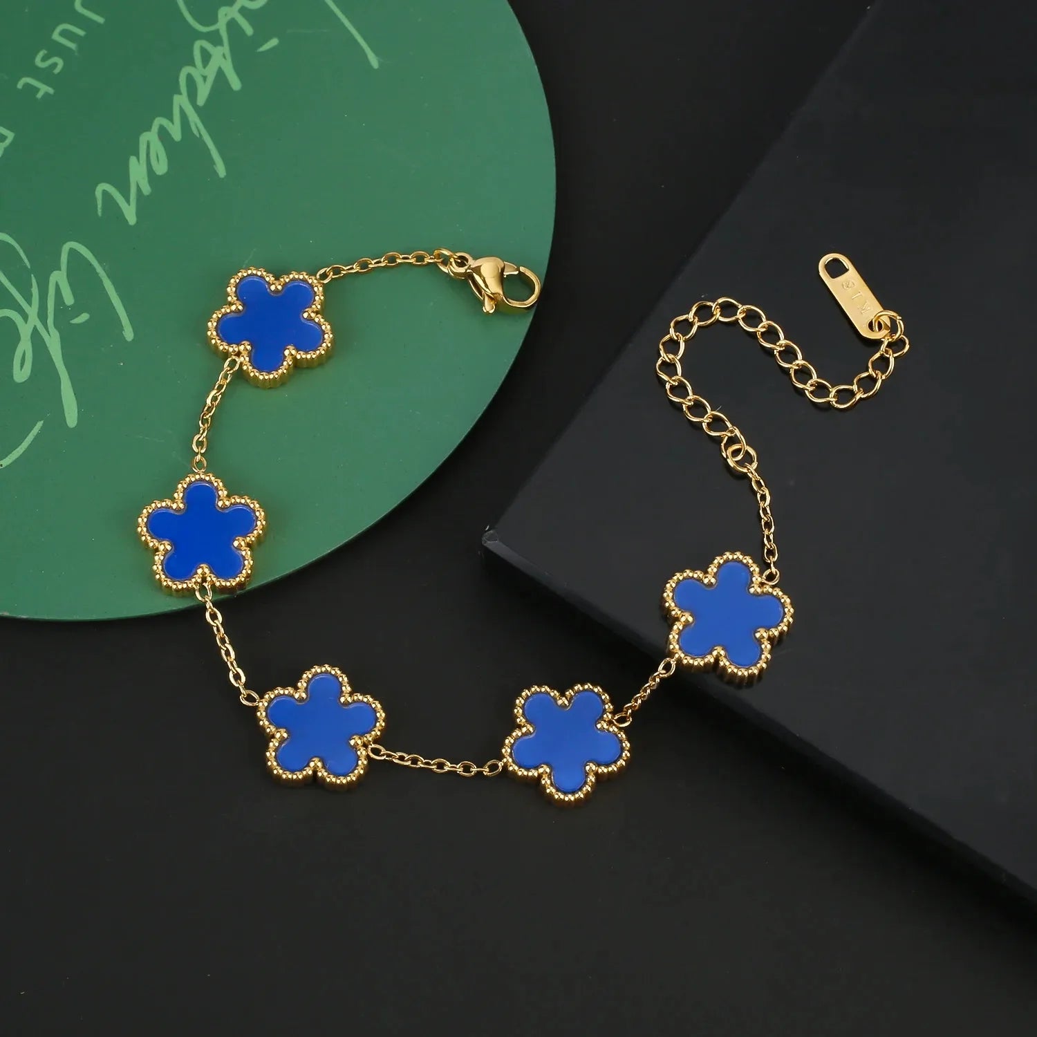 Gold Plated Hot Sale 316L Stainless Steel Plant Five Leaf Flower Bracelet Classic For Woman New Fashion Party Jewelry Clover