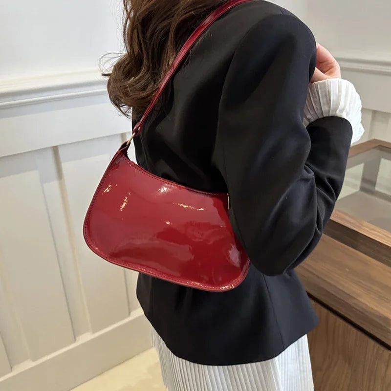 Retro Solid Color PU Leather Shoulder Underarm Bag Women's Fashion Handbags Casual Purses and Handbag Ladies Hand Bags