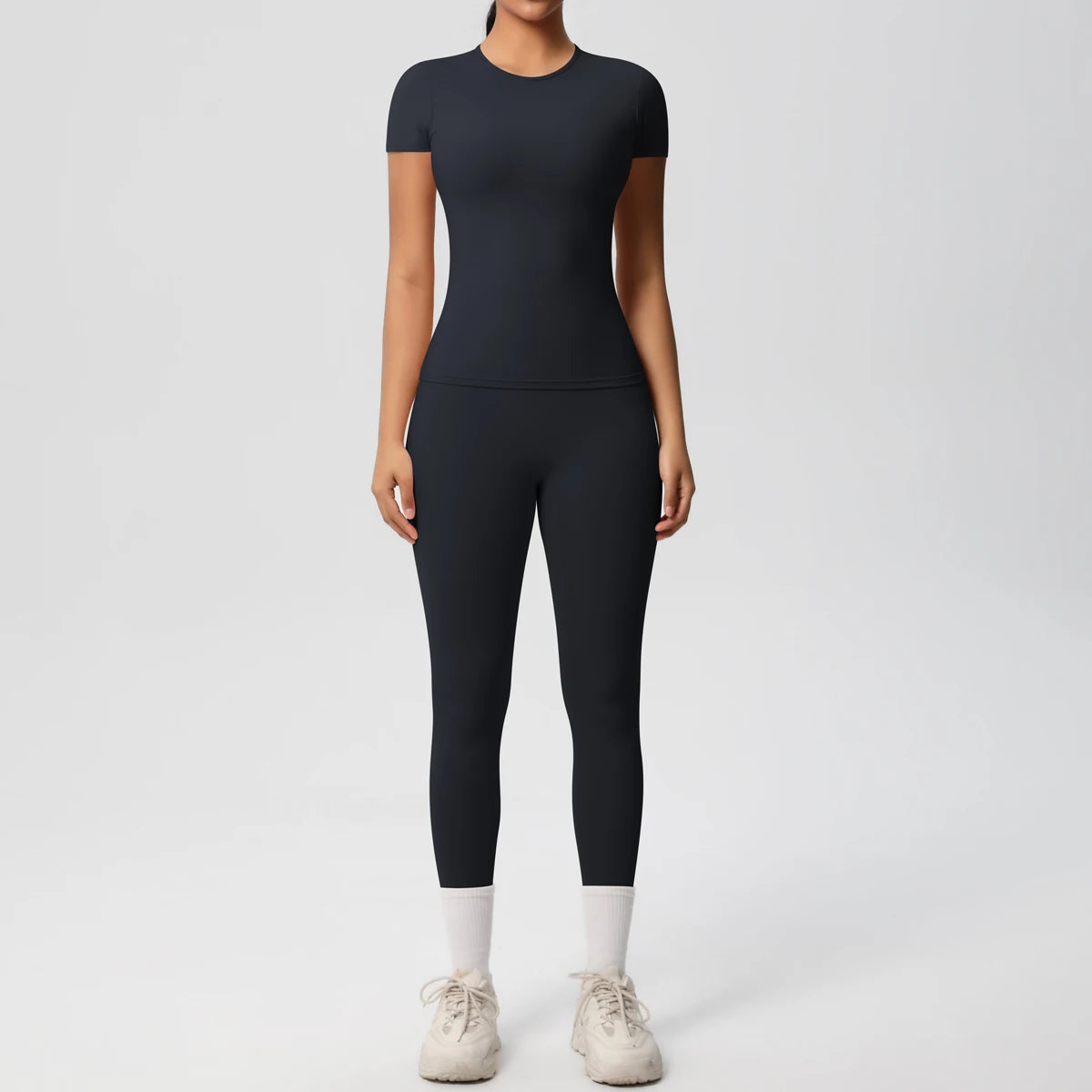 Women 2pcs Patchwork Sport Yoga Suit Gym Sports Crop Tops Sexy Bodycon Crop Tube Top Workout Leggins Booty Bum Leggins