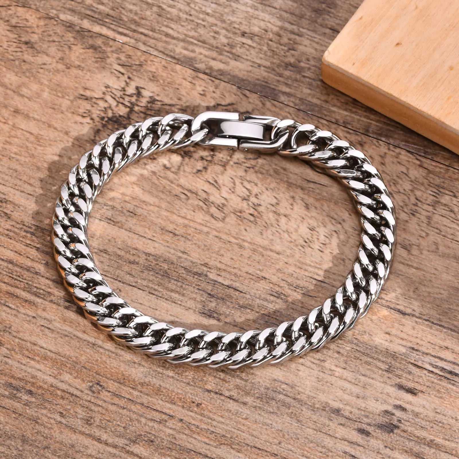 Vnox Men's Stainless Steel 7/8/9/10/12/15MM Link Chain Miami Cuban Bracelets for Male Boys Jewelry, 19cm/21.5cm, Gift for Dad