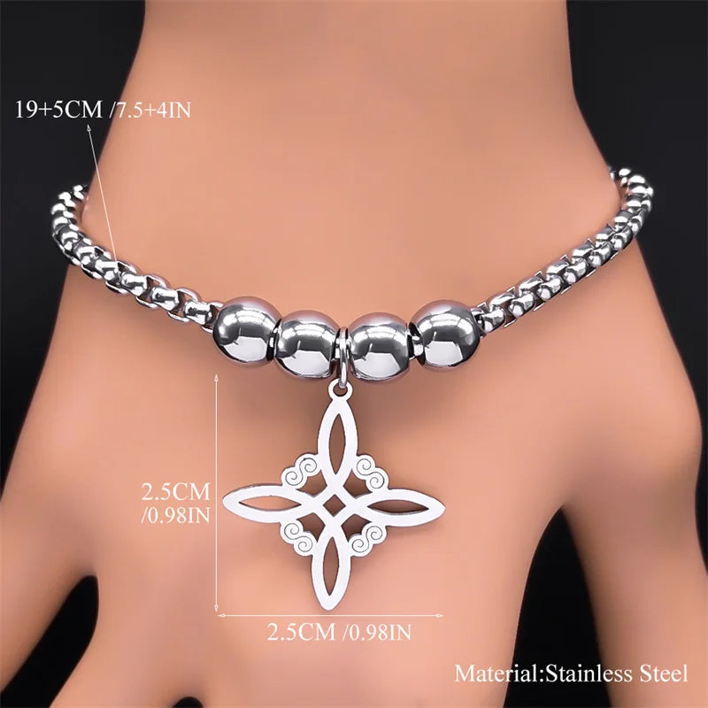 Stainless Steel Jewelry Set Witchcraft Witch Celtic Irish Knot Pendant Necklace Fashion Earring Bracelet Ring nudo de bruja