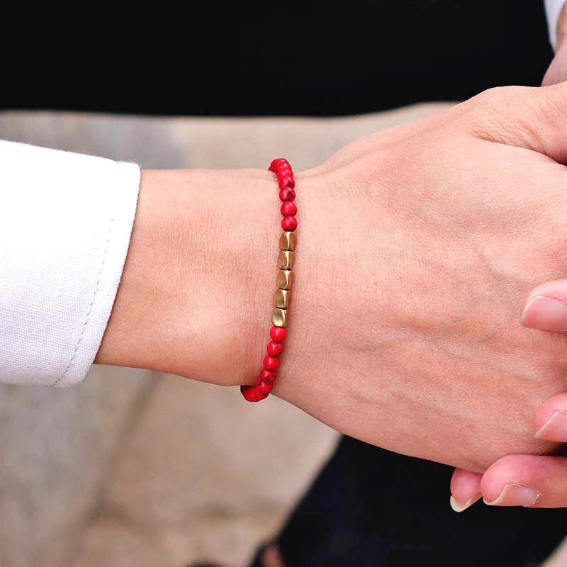 New Men 4mm Bracelet Irregular Copper Beads Strand Braclet Minimalist Black Onyx Stone Braslet Pulsera Hombre Gift For Him Joias