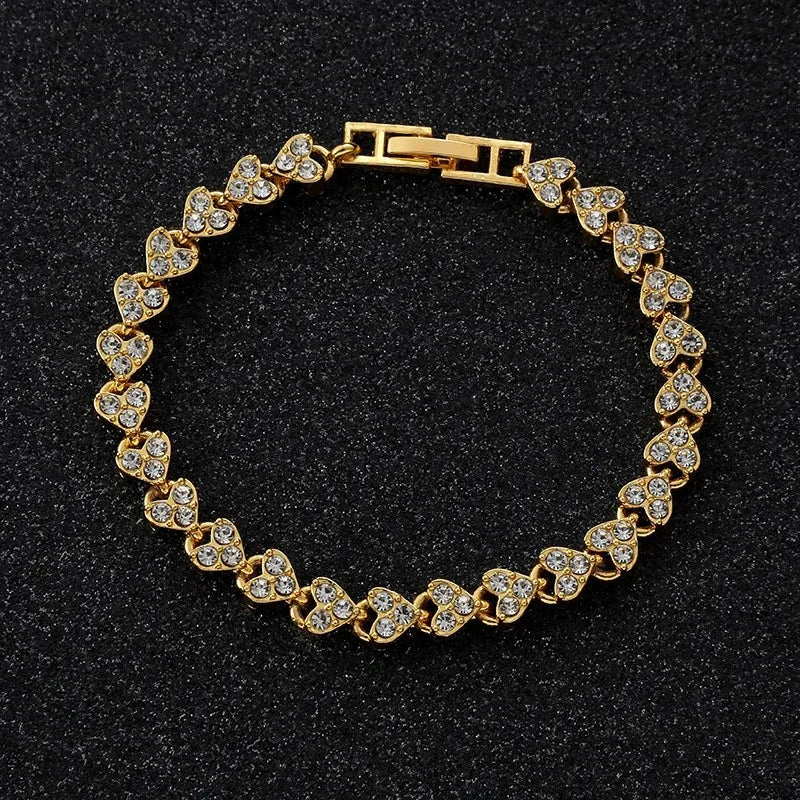 Roman Heart Design Crystal Zircon Wedding Bracelet Water Drill Encrusted Simple Minority Sense Ins Style Jewelry Accessory