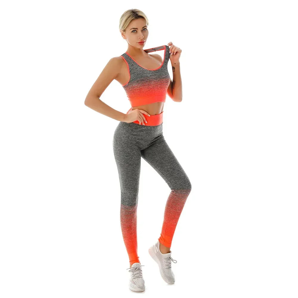 2 Piece Yoga Set - Gradual Changing Sports Bra & Leggings