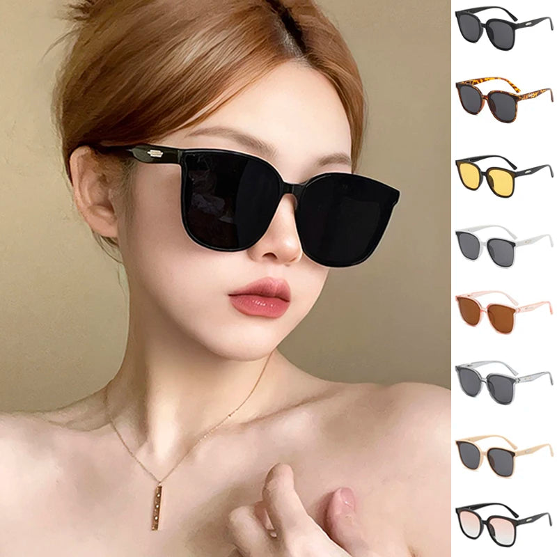 Large Frame Black Face Trimming Sunglasses - Outdoor Travel UV400
