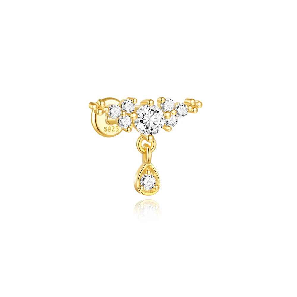 Aide 925 Sterling Silver 1piece Silver Color Thread Labret Upper Stud Earrings Cartilage Tragus Helix Piercing Studs Jewelry