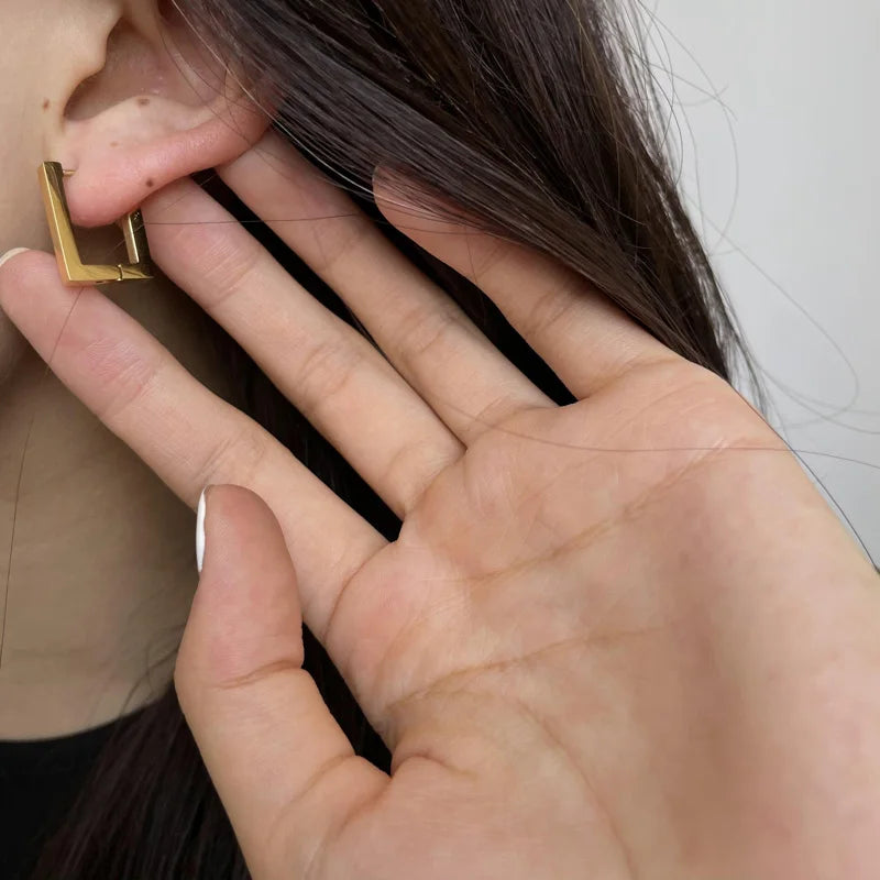 1 Pair High Polished Stainless Steel Hoop Earrings For Women/Men Geometric Allotype Ear Buckles Hip Hop Party Creative Jewelry