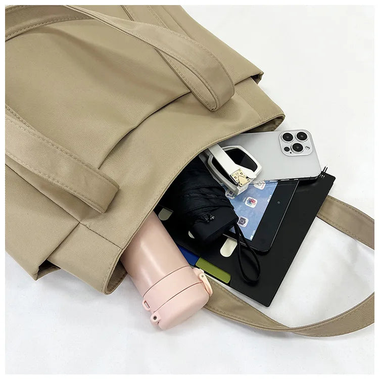 High Quality Commuting Tote Bag Simple Nylon Women's Shoulder Bag Large Capacity Student Class Handbag