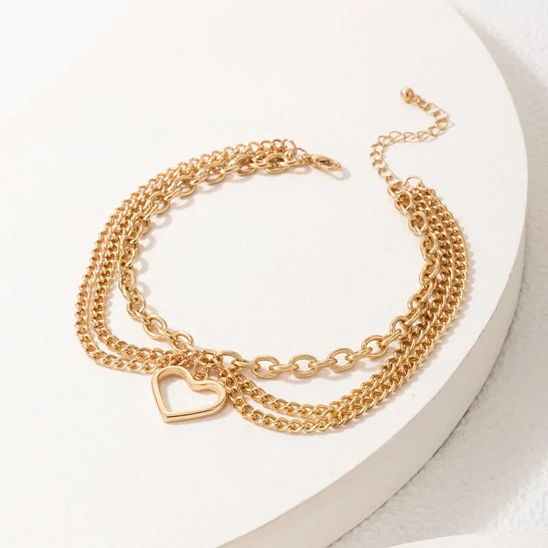 Classic Snake Multi-layer Anklet For Women Starfish Heart Shell Sexy Chain On Foot Leg Female Ankle Bracelet Beach Jewelry