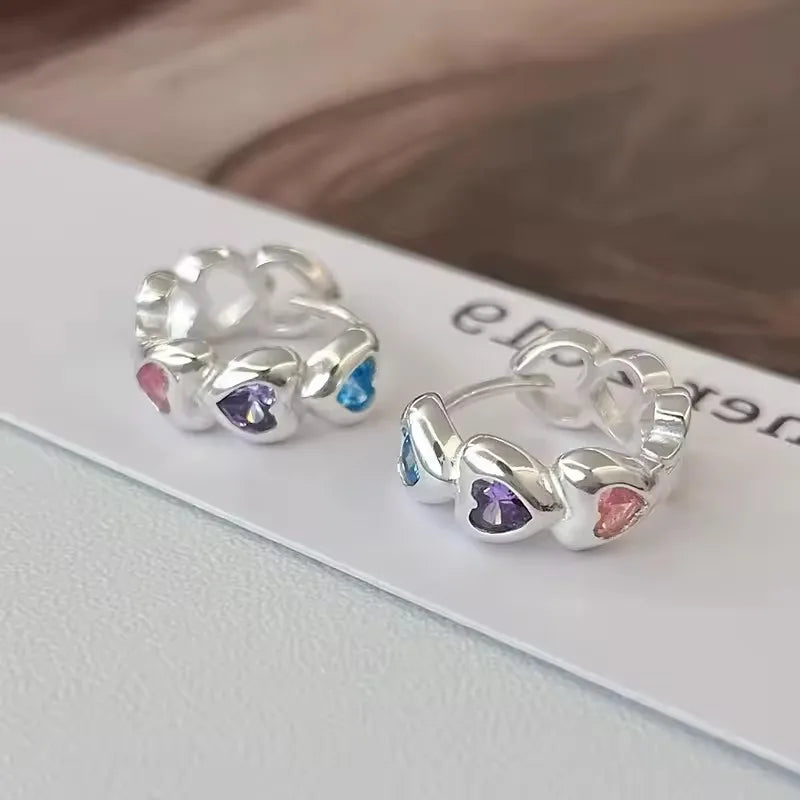 VENTFILLE 925 Sterling Silver CZ Star Moon Asymmetric Hoop Earrings for Women Girls Gold Silver Color Party Jewelry Gifts
