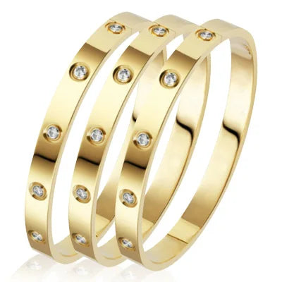 Stainless Steel Bangles - Rhinestone Designer Fashion Jewelry Women
