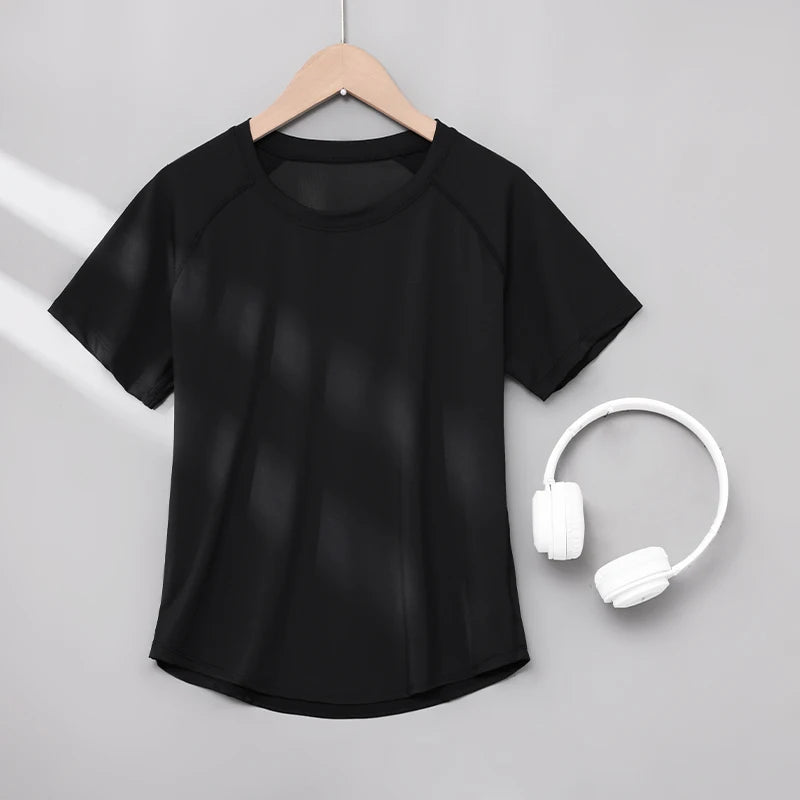 DRUR Yoga Tops - Quick Dry Short Sleeve Workout T-Shirt
