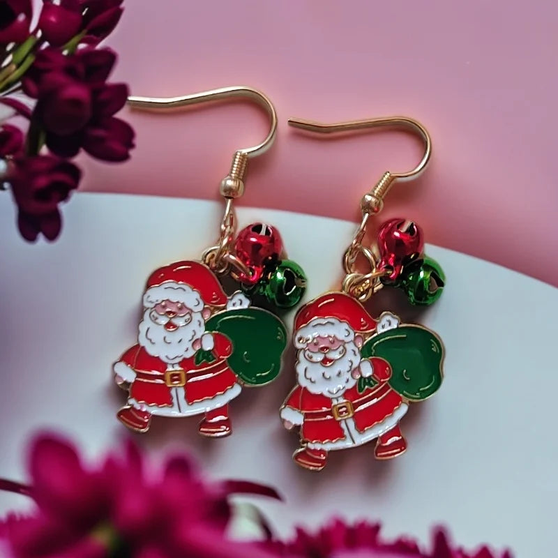 Fashionable Christmas Theme Earrings for Women - Happy Christmas Pendant Tree of Christmas Deer Father Design Mixed Style Jewelr