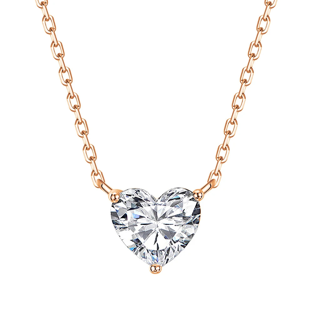 1-3Carat Heart Cut Moissanite Pendant Necklace for Woman S925 Silver Plated 18k Gold Solitaire Diamond Neckchain Gra Certified