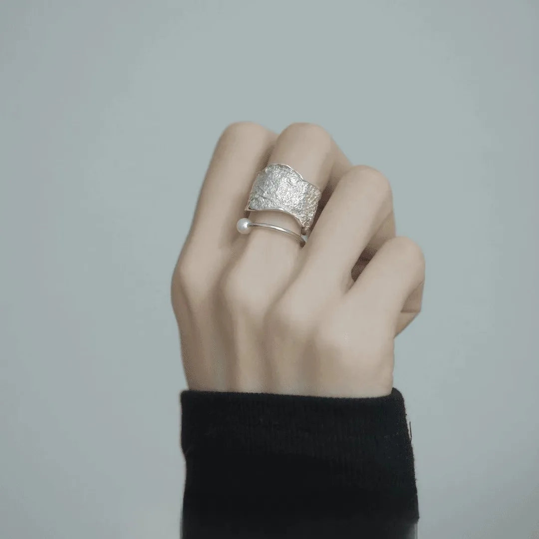 VENTFILLE 925 Sterling Silver Open Pearl Smile Stackable Finger Ring Simple Fashion Cute Adjustable For Female Jewelry Wholesale
