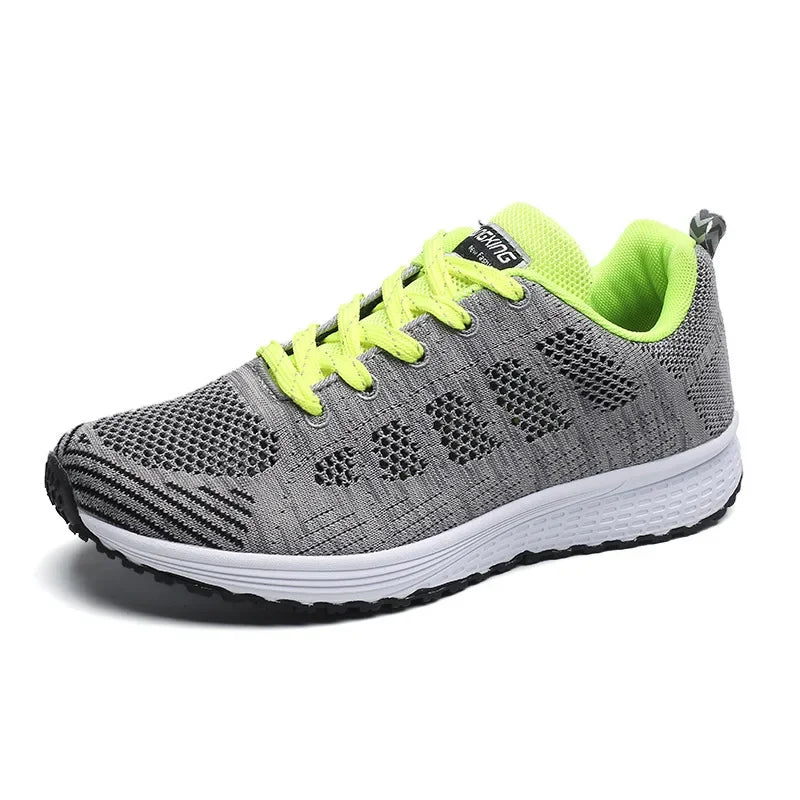 Women's Lace-up Casual Shoe Mesh Flat Shoes for Woman Summer Breathable White Sneakers Women's Vulcanized Sneakers Tenis Walking