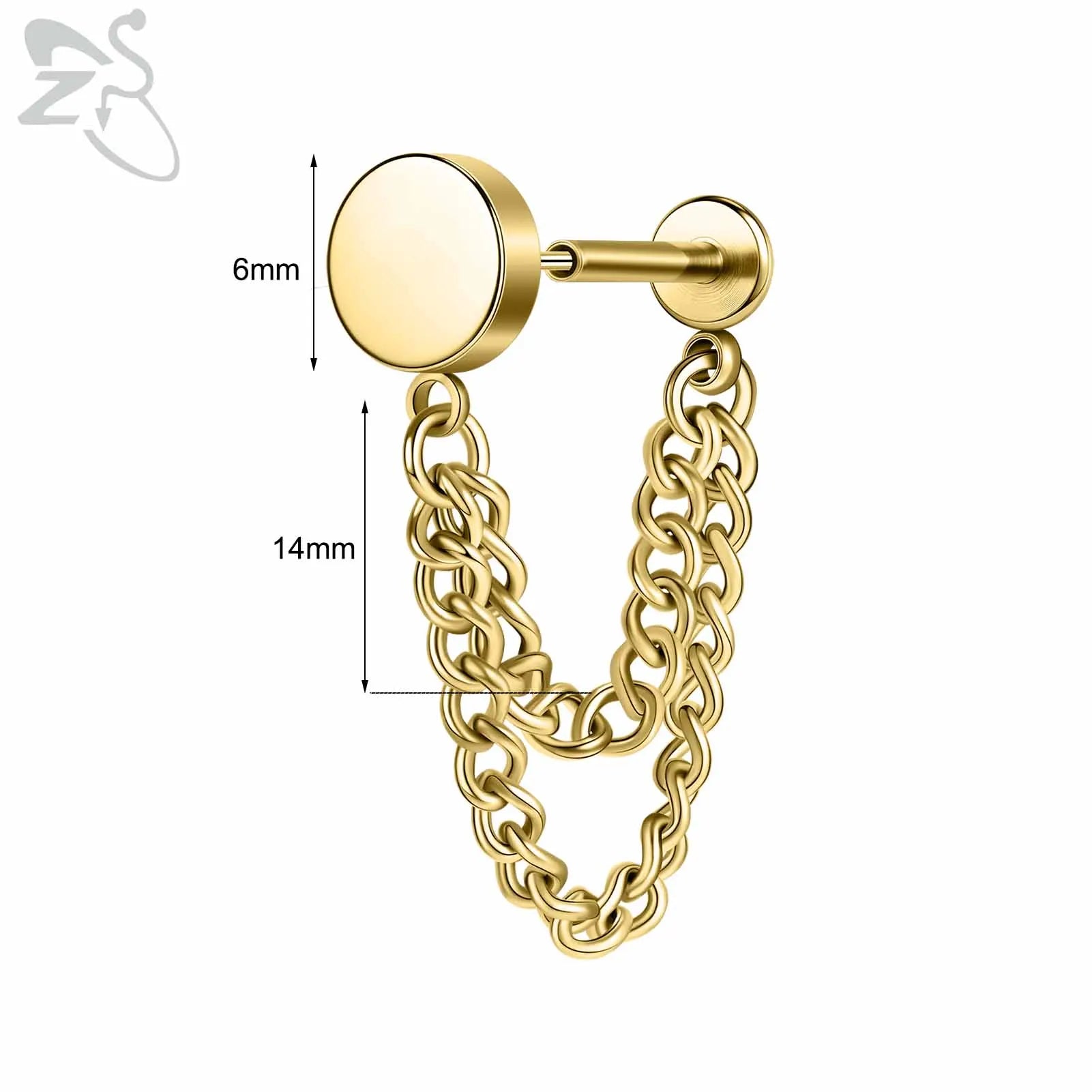 ZS 1PC 16G/18G Stainless Steel Ear Studs O-Shaped Stud Earrings Plug In Gold Color Cartilage Earring Heart Ear Piercings Jewelry
