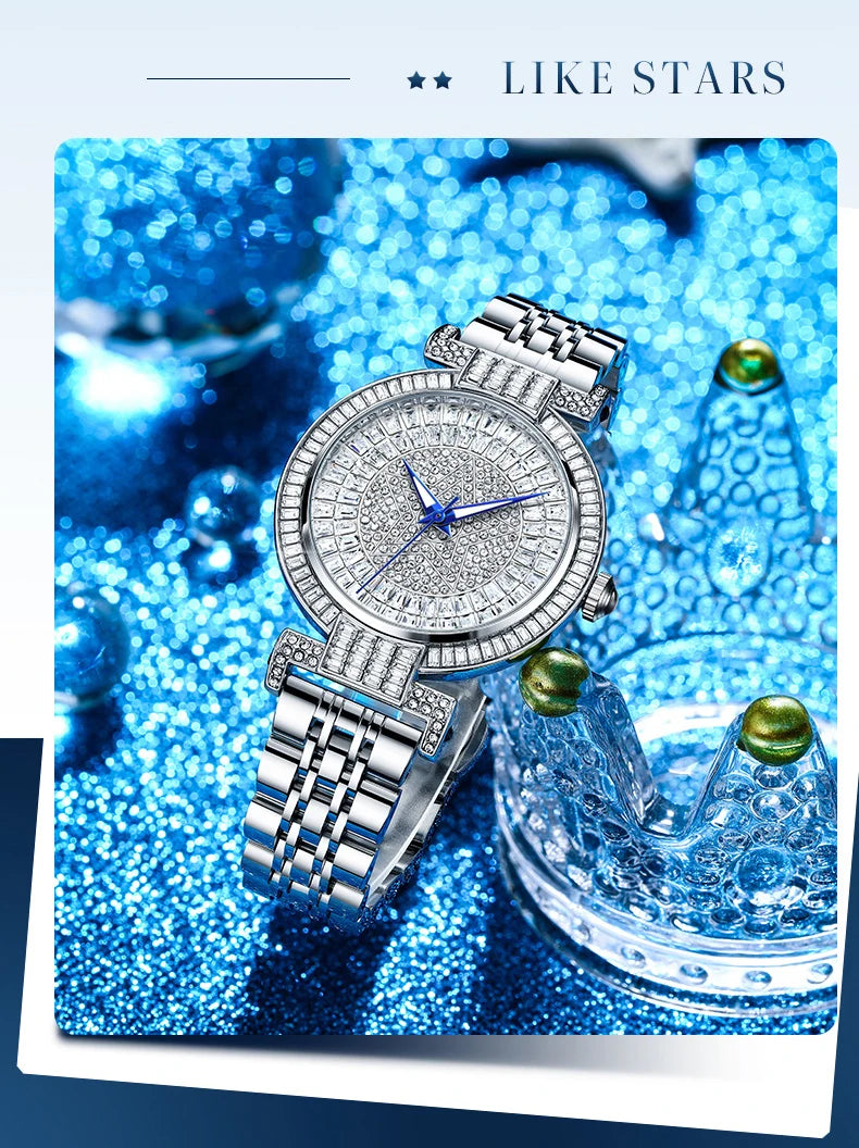 ROMITIME Luxury Diamond Dial Watch - Elegant Waterproof Stainless Steel