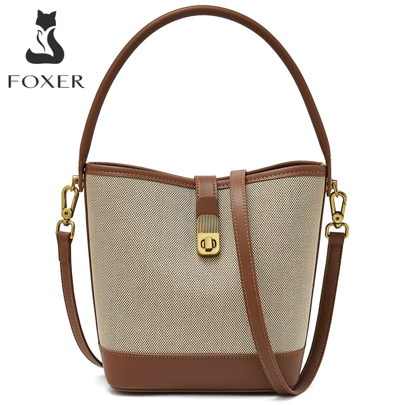 FOXER Women Small Crossbody Bag Lady Fashion Bucket Shoulder Bag 2025 Girl Summer Handbag Purse Special Gift