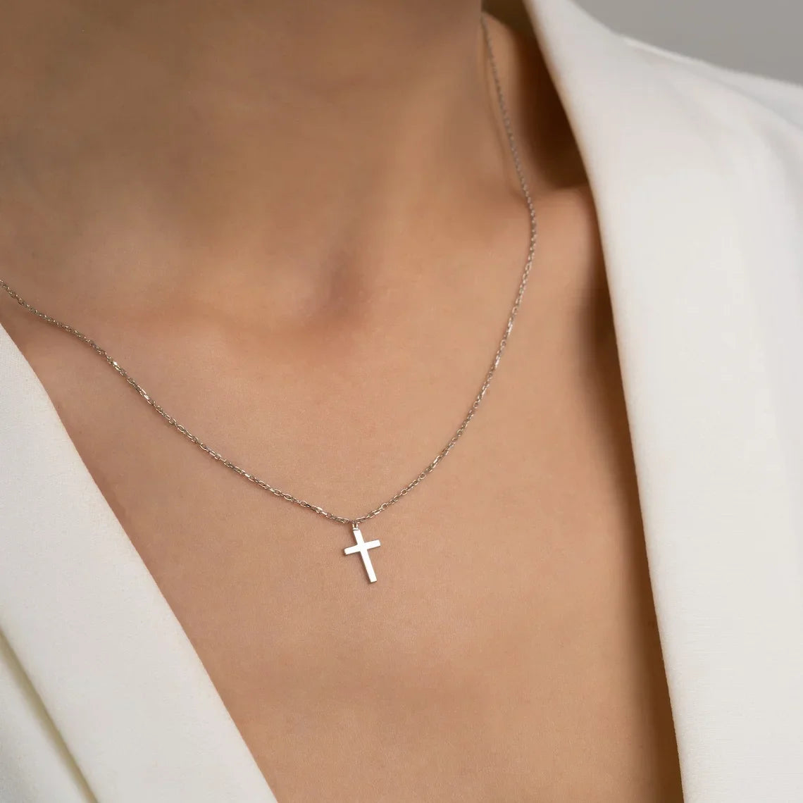 Stainless Steel Cross Necklac Gold Silver Color Necklace for Women Men Exquisite Chain  Necklaces Jewelry Birthday Present