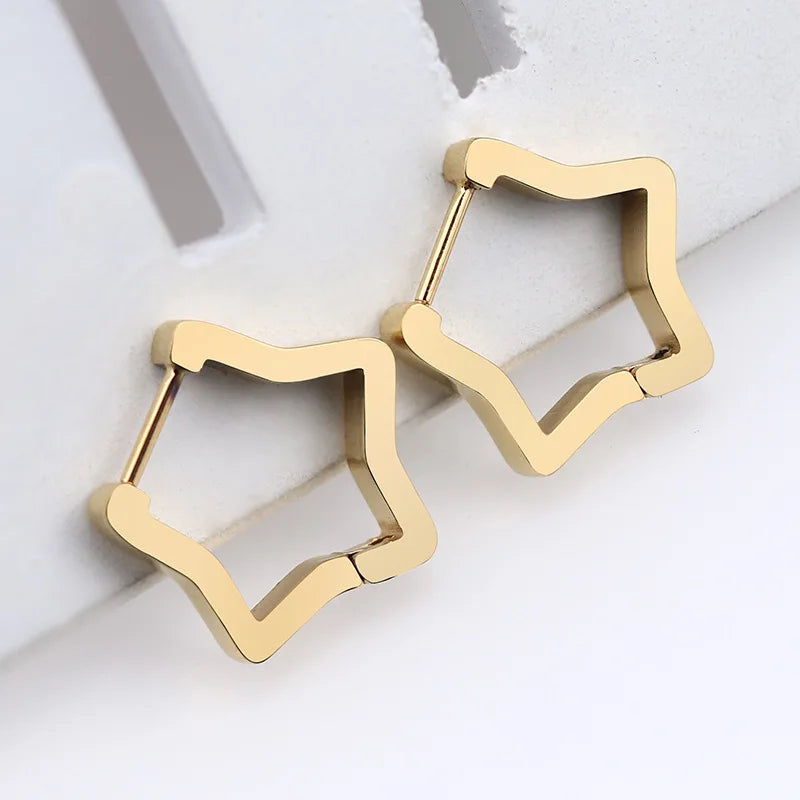 1 Pair High Polished Stainless Steel Hoop Earrings For Women/Men Geometric Allotype Ear Buckles Hip Hop Party Creative Jewelry