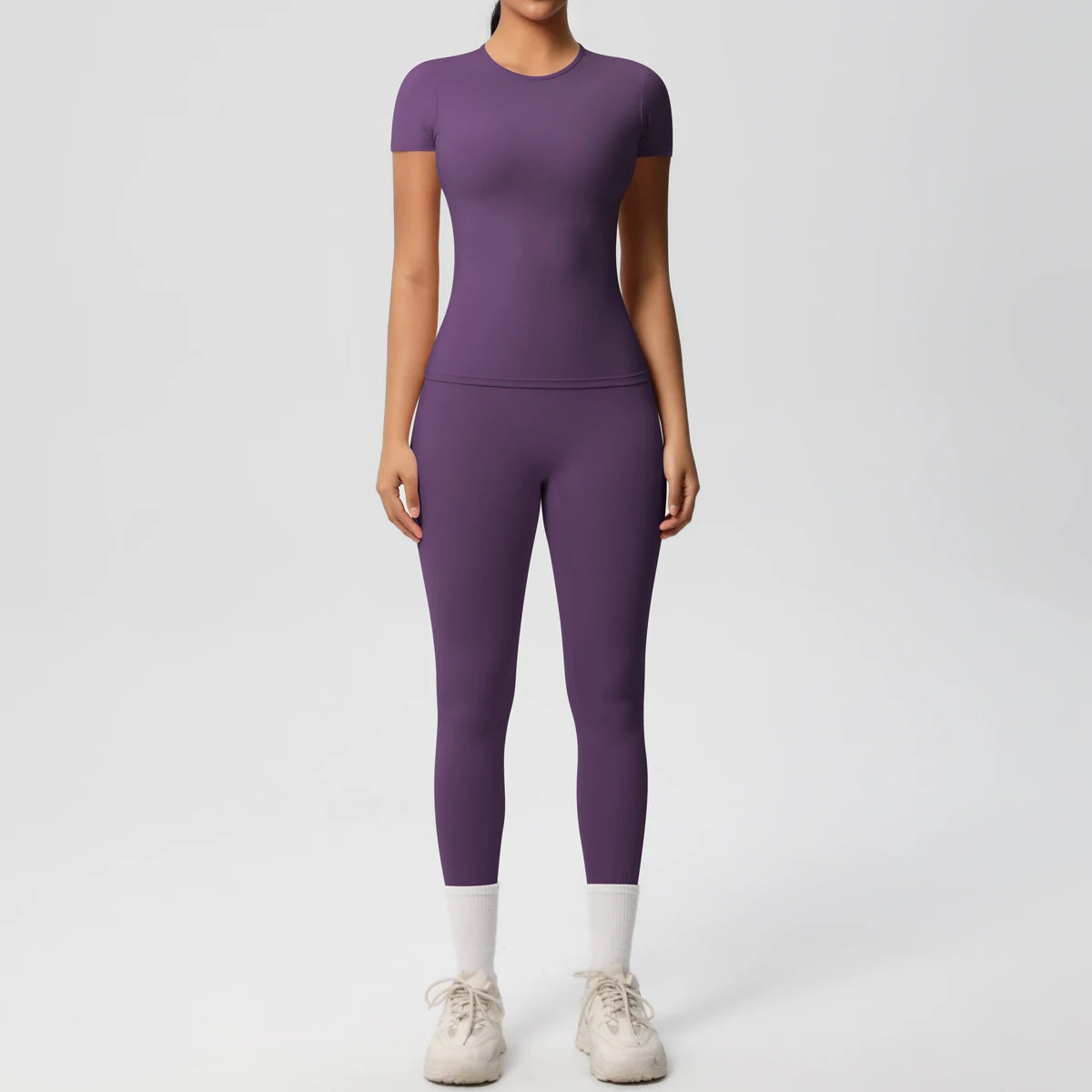Women 2pcs Patchwork Sport Yoga Suit Gym Sports Crop Tops Sexy Bodycon Crop Tube Top Workout Leggins Booty Bum Leggins