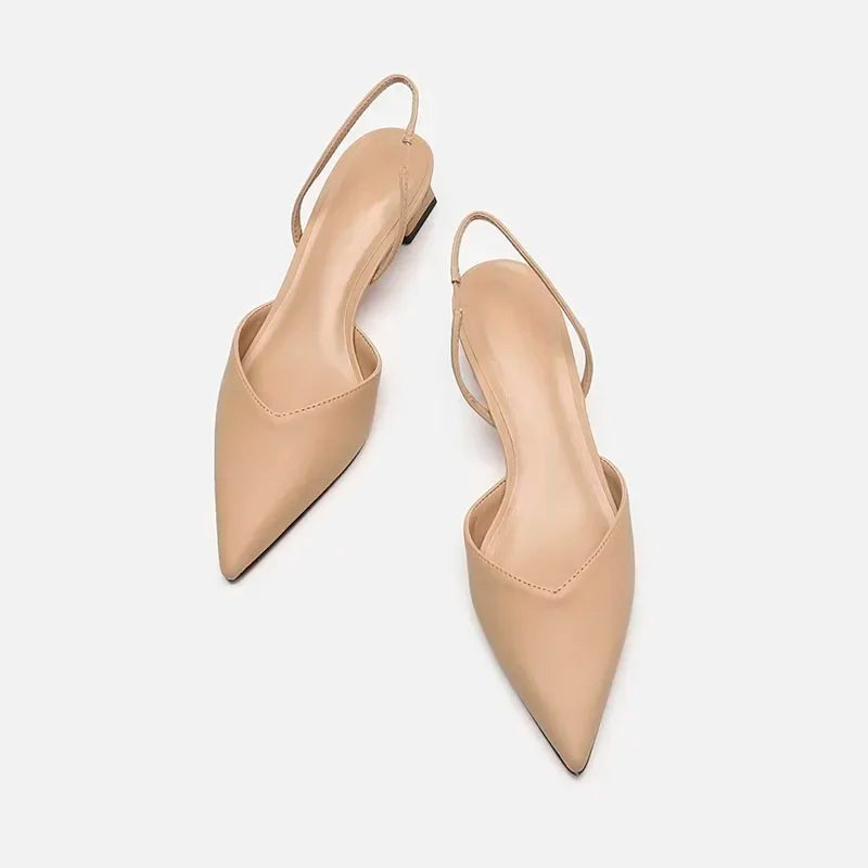 Summer 2025 Black Fashion Sandals - Silk Pointed Toe Low Heel Pumps